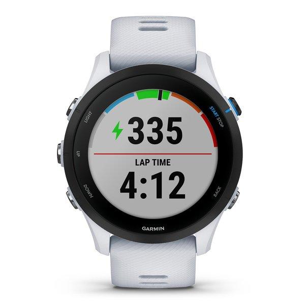 GARMIN Forerunner 255 Music, Steinweiss/schwarz Smartwatch Display 