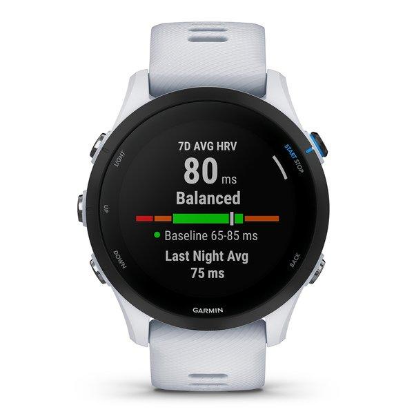 GARMIN Forerunner 255 Music, Steinweiss/schwarz Smartwatch Display 