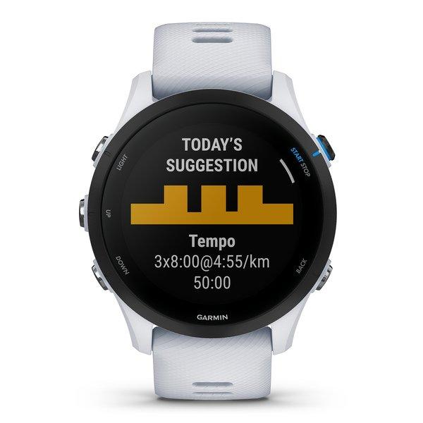 GARMIN Forerunner 255 Music, Steinweiss/schwarz Smartwatch Display 