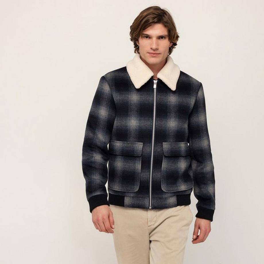 Manor Man Karierte Bomberjacke mit Reissverschluss  