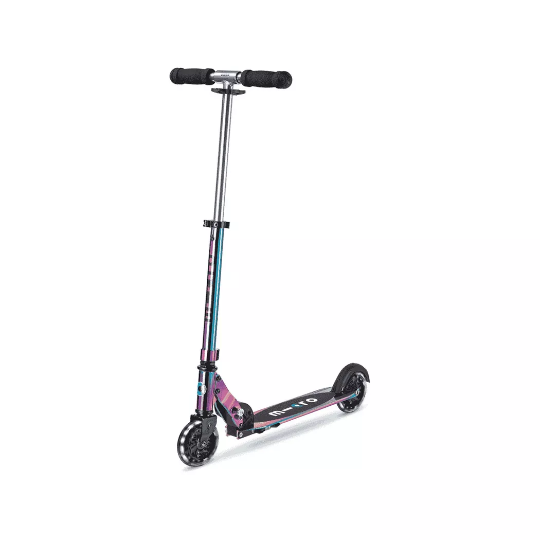 micro - Scooter für Asphalt, Sprite LED, 100mm, Chrom