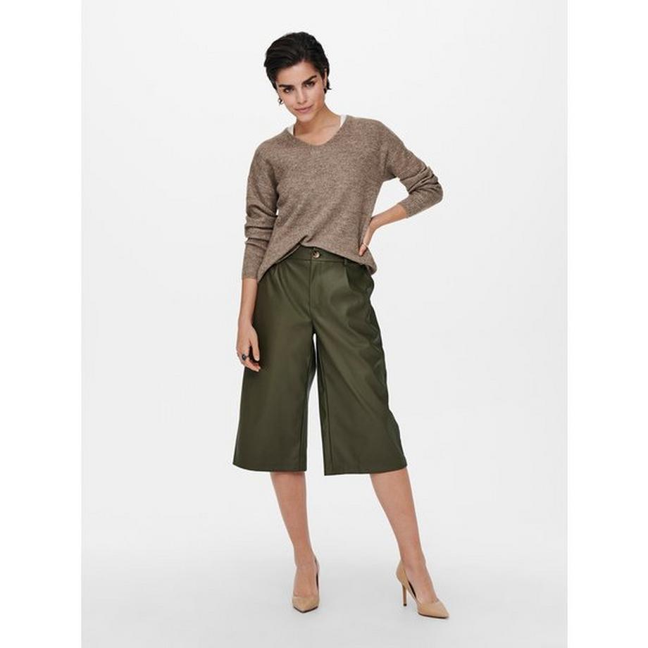 ONLY Pullover V-Ausschnitt Gerippter Strick  