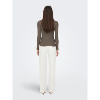 ONLY Langarm Geripptes Stehkragen T-Shirt  