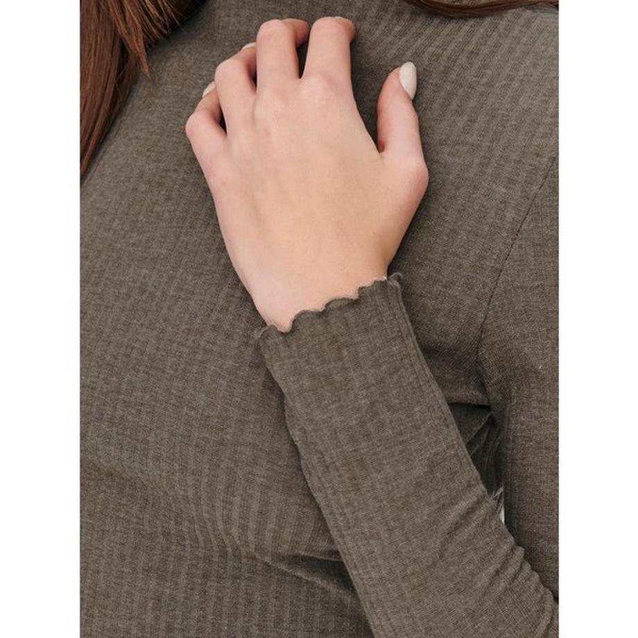 ONLY T-Shirt Maniche Lunghe Collo Coreana a Costine  