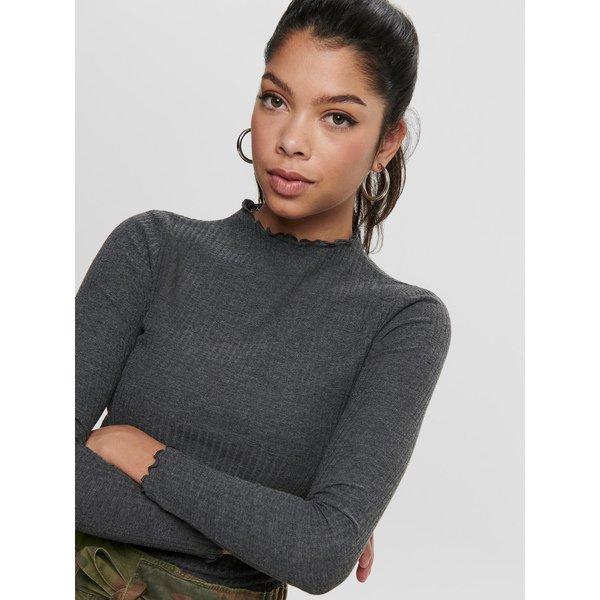 ONLY Langarm Geripptes Stehkragen T-Shirt  