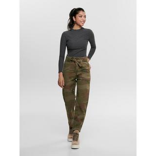 ONLY Langarm Geripptes Stehkragen T-Shirt  