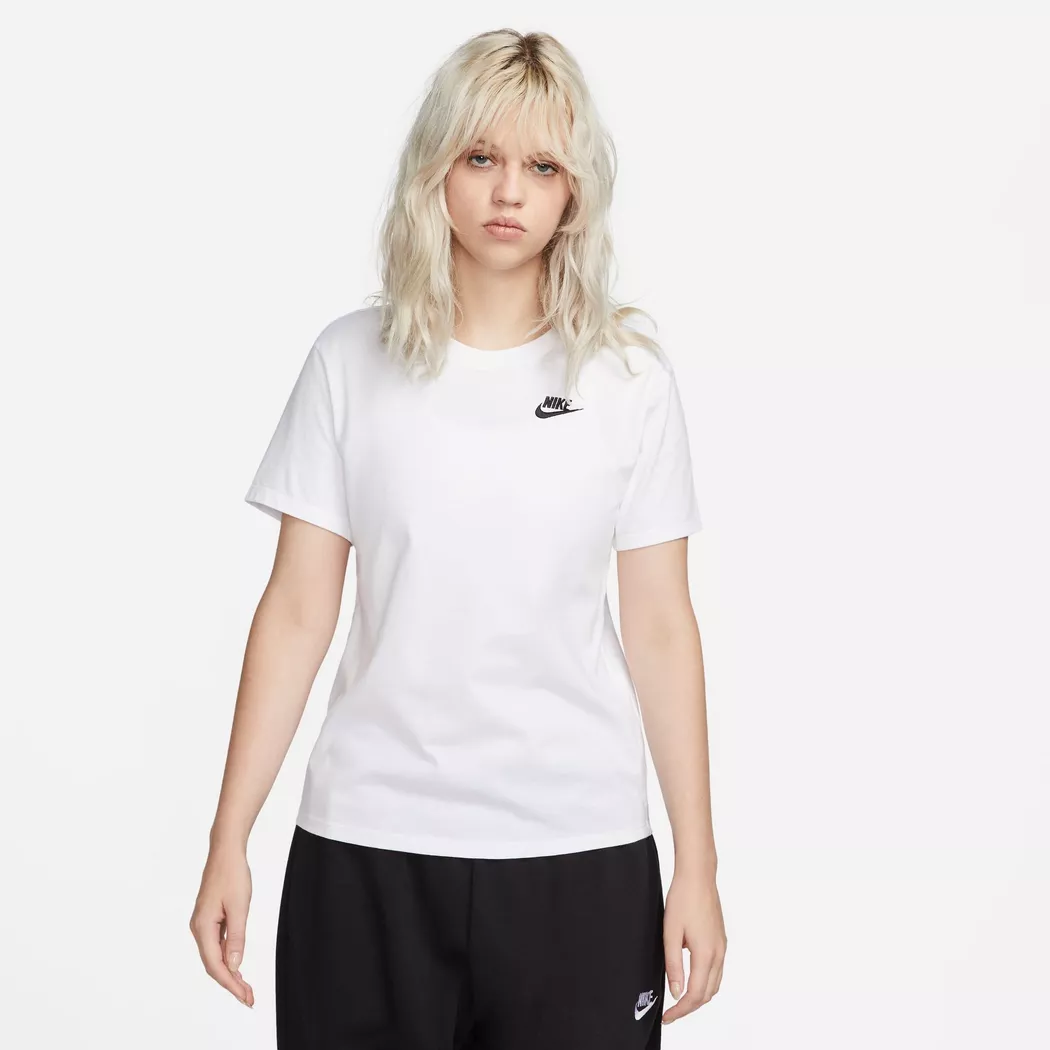 T-Shirt NIKE SPORTSWEAR "W NSW CLUB SS TEE", Damen, Gr. M, weiß, Jersey, Obermaterial: 100% Baumwolle, normal, Rundhals, Shirts T-Shirt