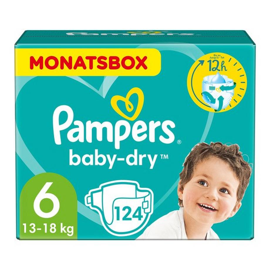 Baby-Dry Grösse 6, 13kg-18kg, Monatsbox, 124 Pcs.