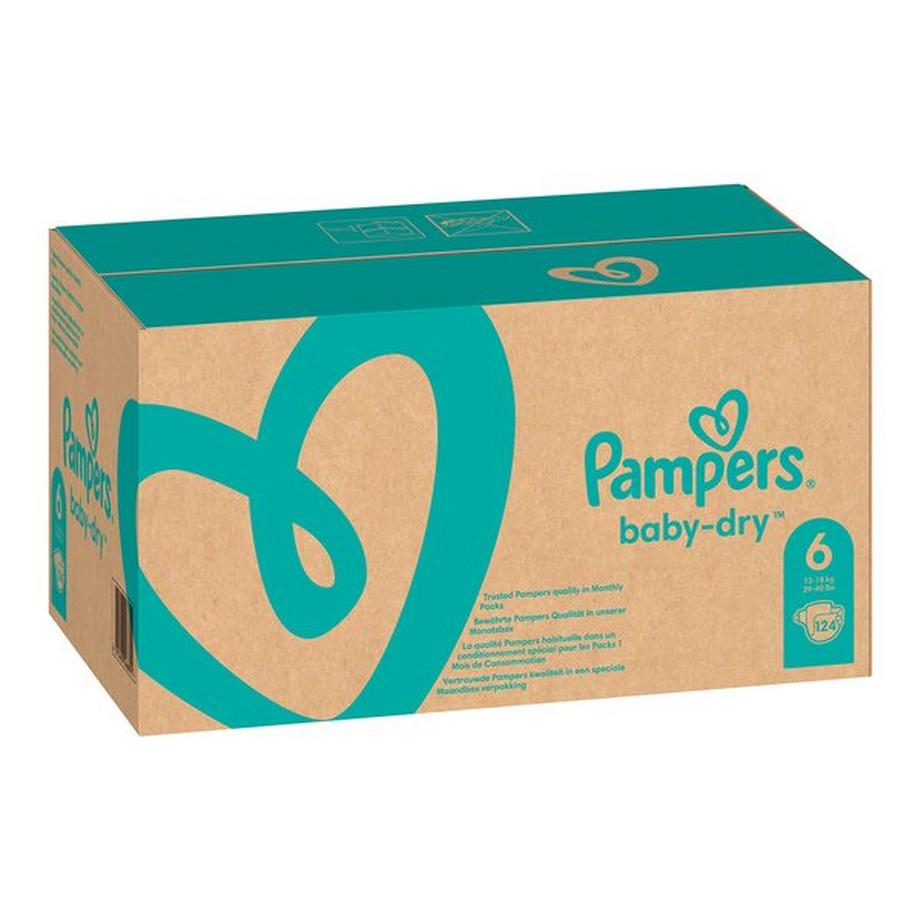 Pampers Baby Dry Gr.6 Extra Large 13-18kg Monatsbox Baby-Dry Grösse 6, 13kg-18kg, Monatsbox, 124 Pcs. 