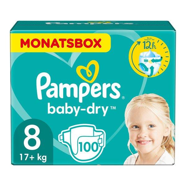 Image of Pampers Baby-Dry Grösse 8, Monatsbox, 17kg+, 100 Pcs. - 100Stück