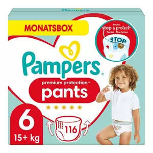 Premium Protection Pants Taille 6, boîte mensuelle, 15kg+, 116 Pcs.