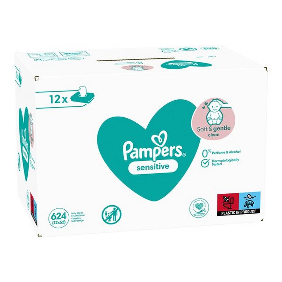 Pampers  Sensitive Feuchttücher, 12 x 52 Pcs. 