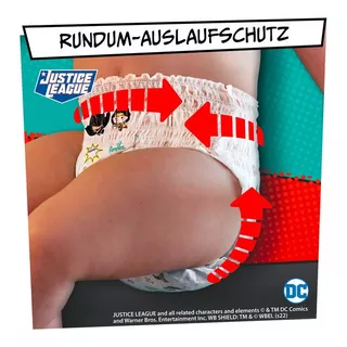 Pampers Baby Dry Pants Gr.4 Maxi 9-15kg Monatsbox Warner Brothers Baby-Dry Superhéros Pants Taille 4, boîte mensuelle, 9kg-15kg, 120 Pcs. 