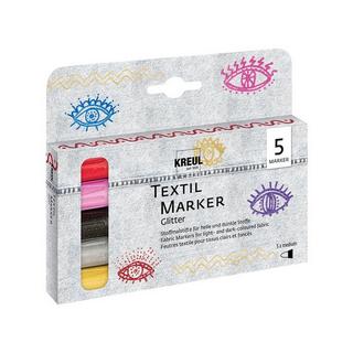C. Kreul Pastelli di stoffa Marcatore Tessile Glitter, medium, set di 5 