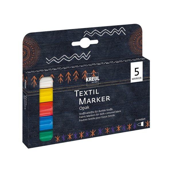 Image of C. Kreul Stoffmalstift Textil Marker Opak medium 5er Set - 12X14.2X1.6CM