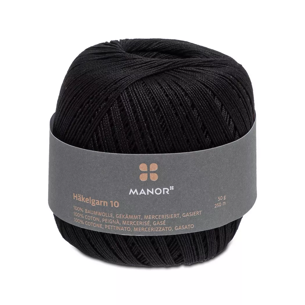 Manor - Häkelgarn, 50GCA250M, Black