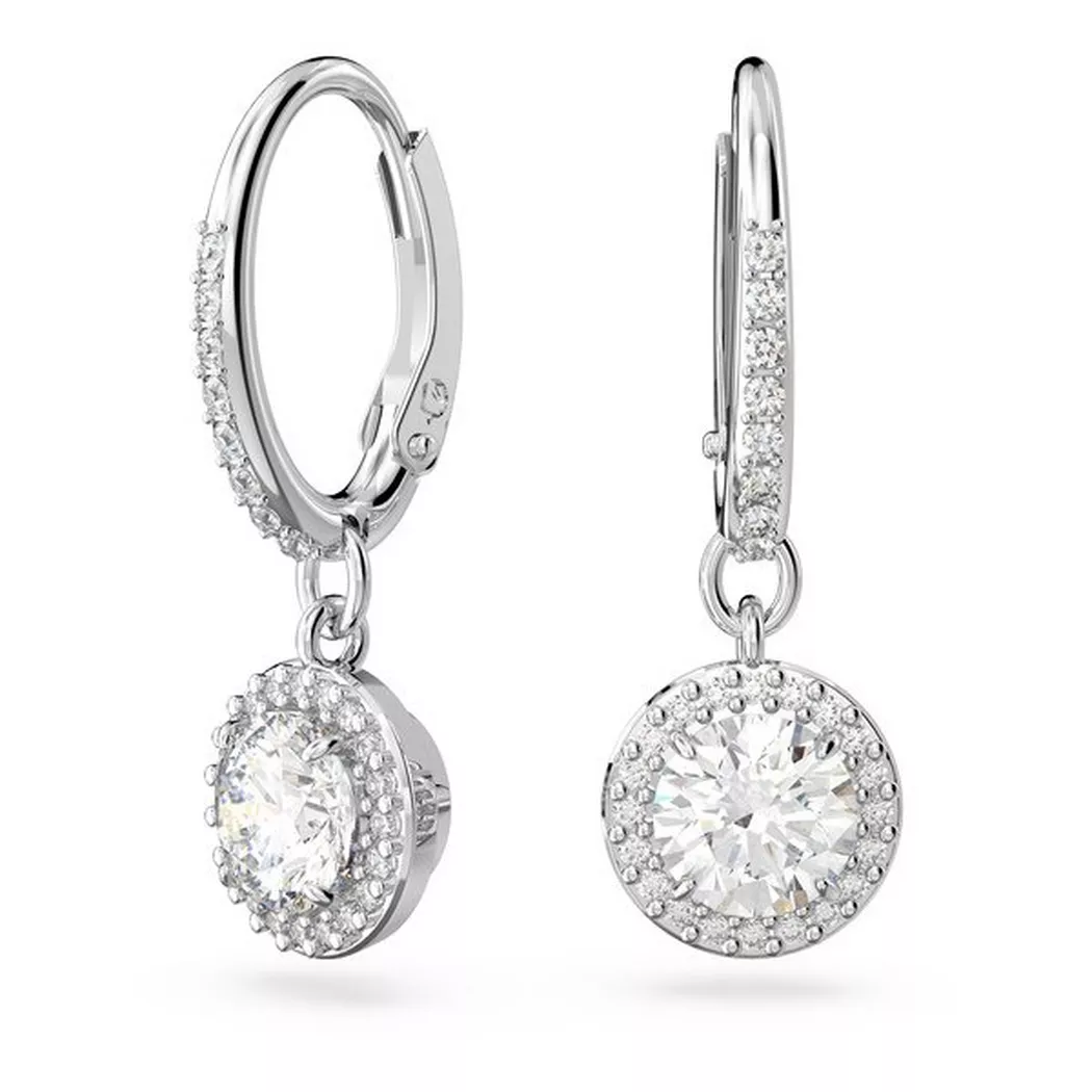 Paar Ohrhänger SWAROVSKI "Una Angelic Stern", grau (metallfarben, kristallweiß), Ohrringe, Damen, Metall, mit Swarovski Kristall