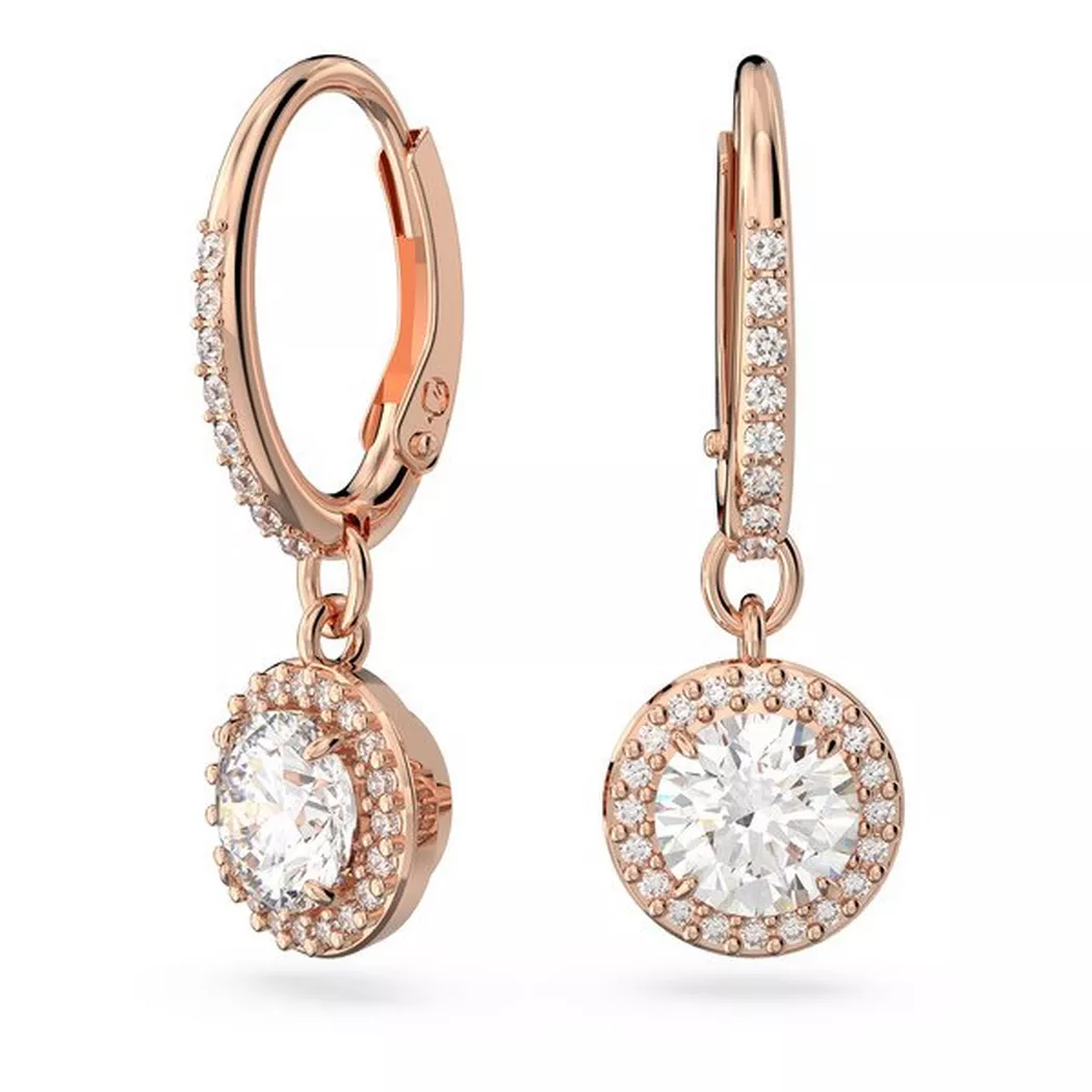 Paar Ohrhänger SWAROVSKI "Una Angelic Stern", rosa (roségoldfarben, kristallweiß, kristallweiß), Ohrringe, Damen, Metall, mit Swarovski Kristall