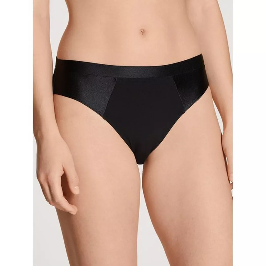 Slip CALIDA "Slip Natural Comfort Regular Cut Slip 1er Pack", Damen, Gr. 36-38, schwarz, Obermaterial: 92% Baumwolle CO. 8% Elasthan EL., Unterhosen Slip 4