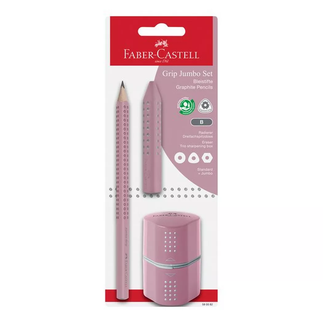FABER-CASTELL Bleistift Jumbo GRIP Set, rose, Blister