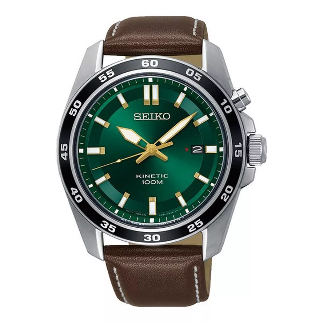 Kineticuhr SEIKO, braun, Armbanduhren, Herren, Armbanduhr, Herrenuhr, Datum, Lederarmband