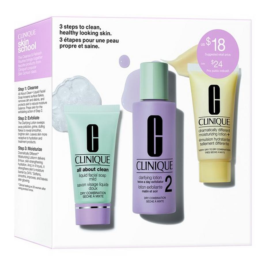 CLINIQUE  Skincare Mini Kit -  3 Step - Skin Type 2 - Cleanser Refresher Course 