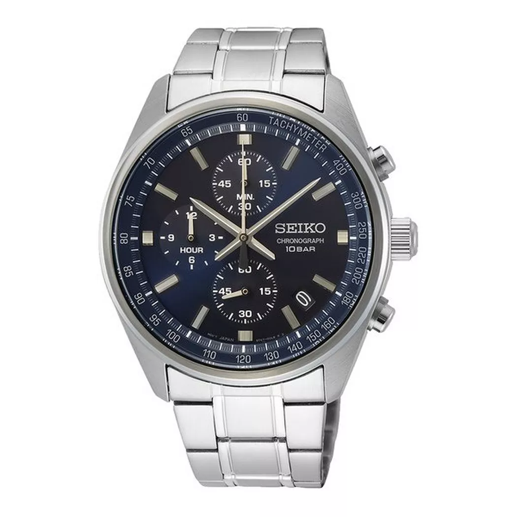 Chronograph SEIKO, silber (silberfarben, schwarz), Armbanduhren, Herren, Chronograph, Armbanduhr, Quarzuhr, Herrenuhr, Datum, Stoppfunktion 2