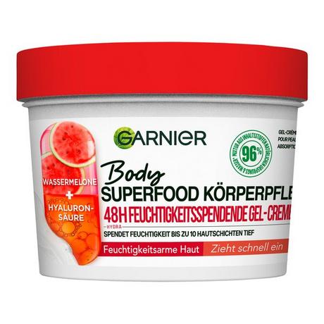 GARNIER  Body Superfood 48H Feuchtigkeitsspende Gel-Creme Körperpflege [Wassermelone & Hyaluronsäure] 