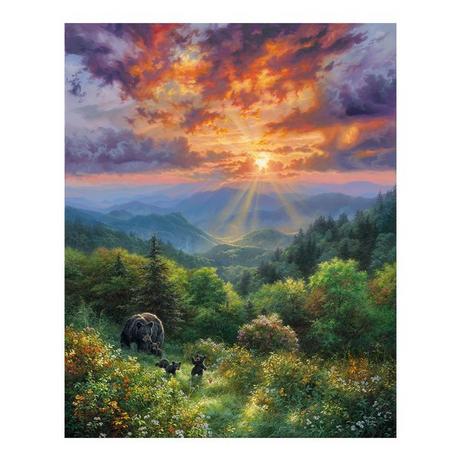 Figured'Art Peinture par numéros Ours et couche de soleil 