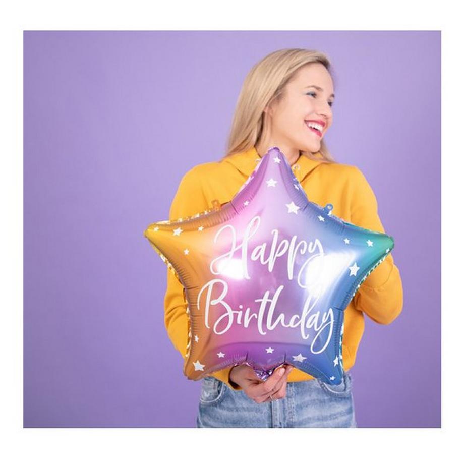 PartyDeco  Folienballon Stern Happy Birthday 