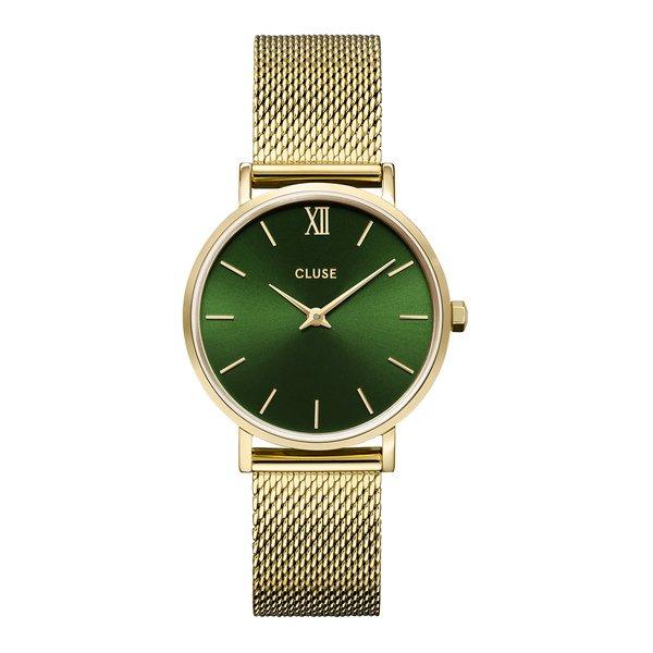 CLUSE Minuit Mesh, Green, Gold Colour Horloge analogique 