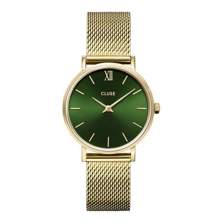 CLUSE Minuit Mesh, Green, Gold Colour Horloge analogique 