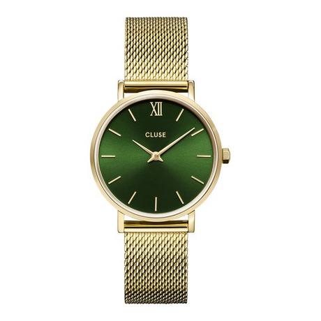 CLUSE Minuit Mesh, Green, Gold Colour Orologio analogico 