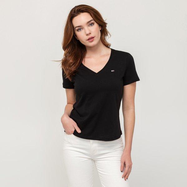 Image of T-shirt, V-neck, Langarm Damen Black XS