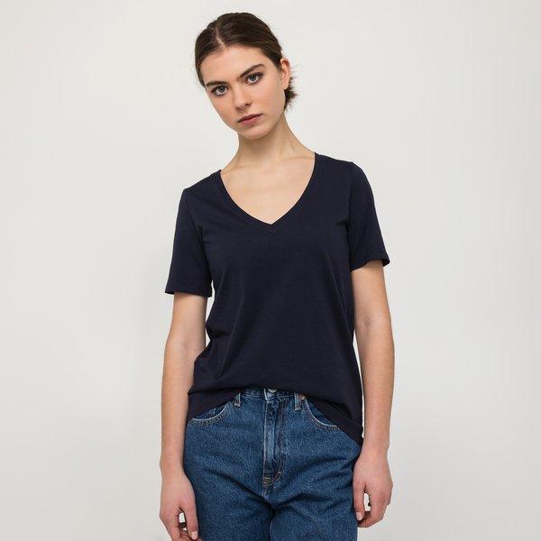 Image of T-shirt, V-neck, Kurzarm Damen Marine XS