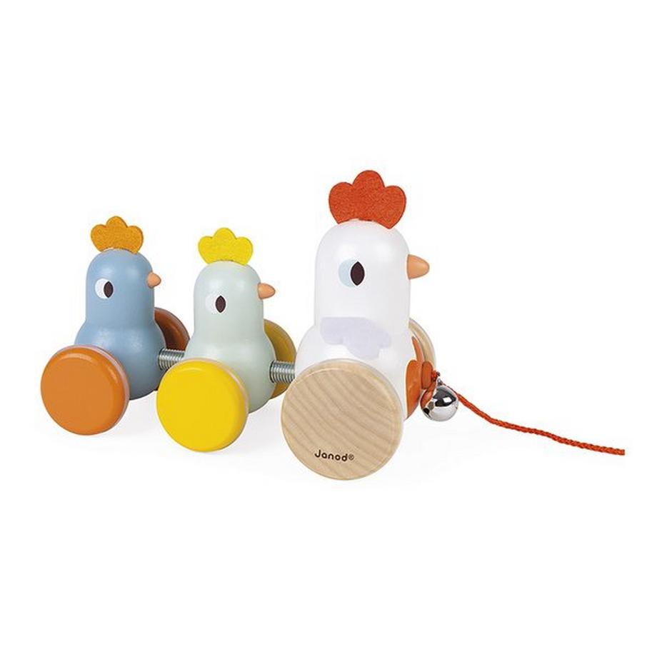 Zigolos Poule et poussins à promener avec clochette