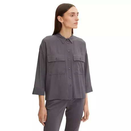 TOM TAILOR 1032566 blouse with pockets Chemiser Anthracite