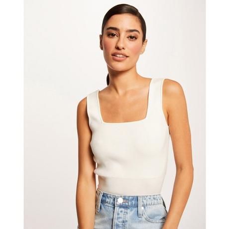 MORGAN Kurzes Carré-Ausschnitt Rippstrick Top  