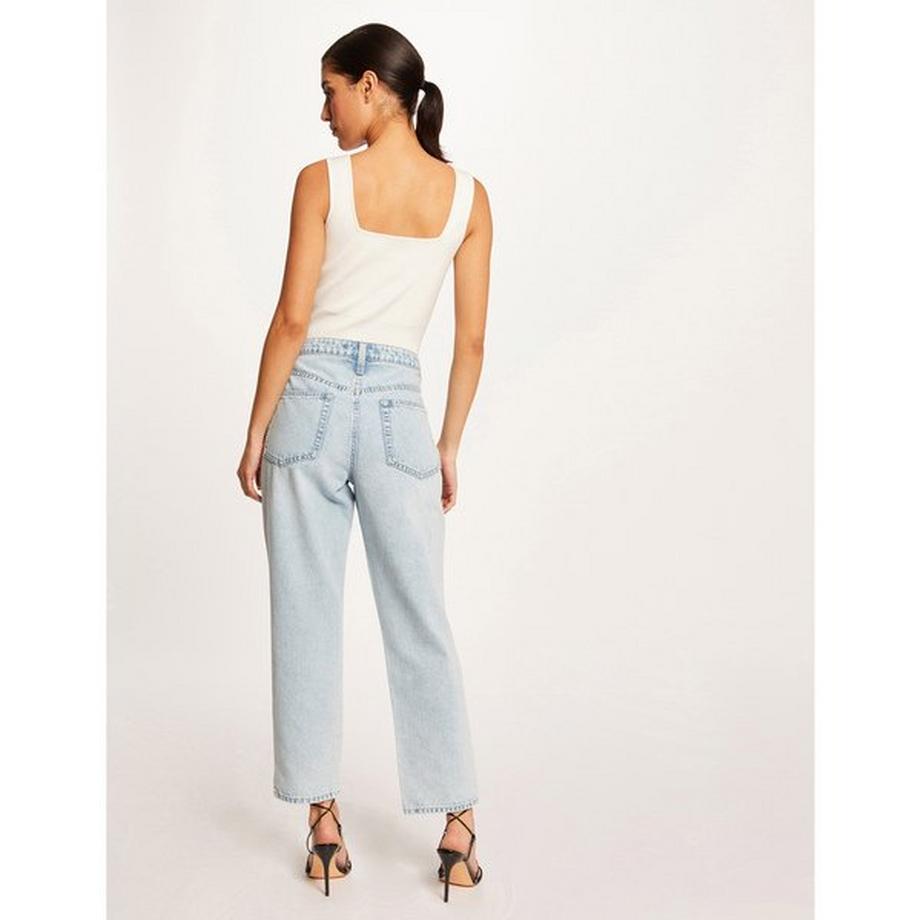 MORGAN Top Court Encolure Carrée Tricot Côtelé  