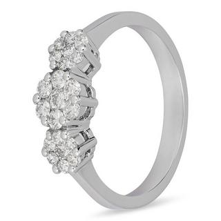 ZEN DIAMOND BAGUE WG18K ROHDPOLIERT 21 BRILLANT 0.24Ct Anello 