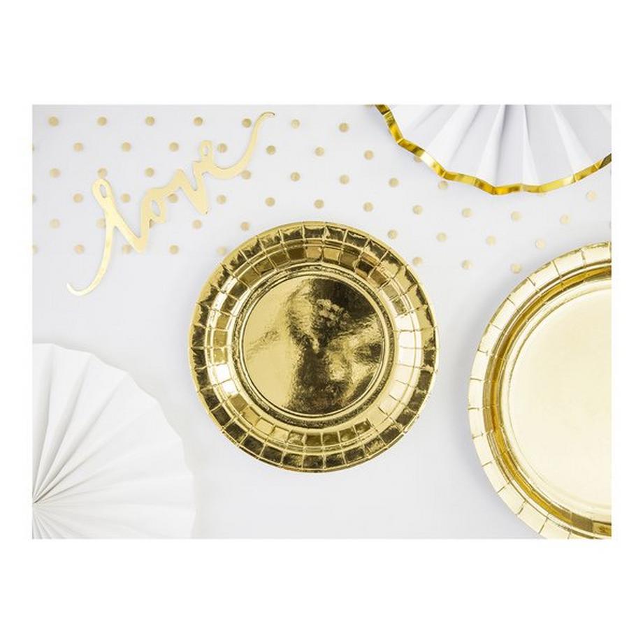 PartyDeco Teller, 6 Stück Gold 