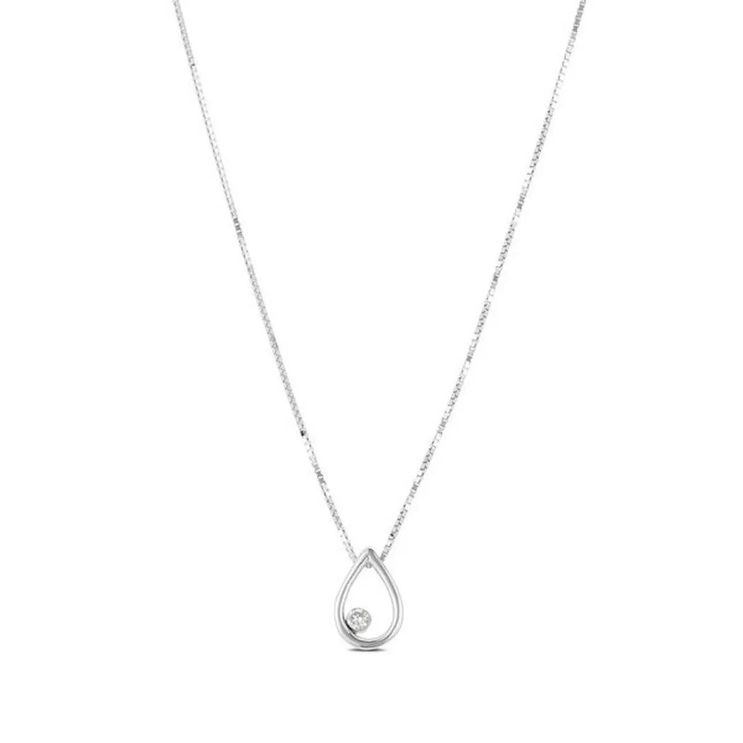 L' Atelier Gold 18 Karat by Manor - Halskette, COLLIER BI18K ROHDPOLIERT 1 BRILLANT 0.04Ct, 42cm, Zweifarbig