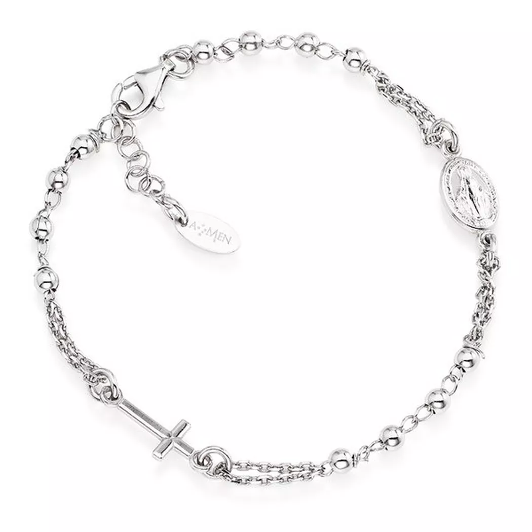 Amen - Armband, Rosary Plain, 18+2CM, Silber