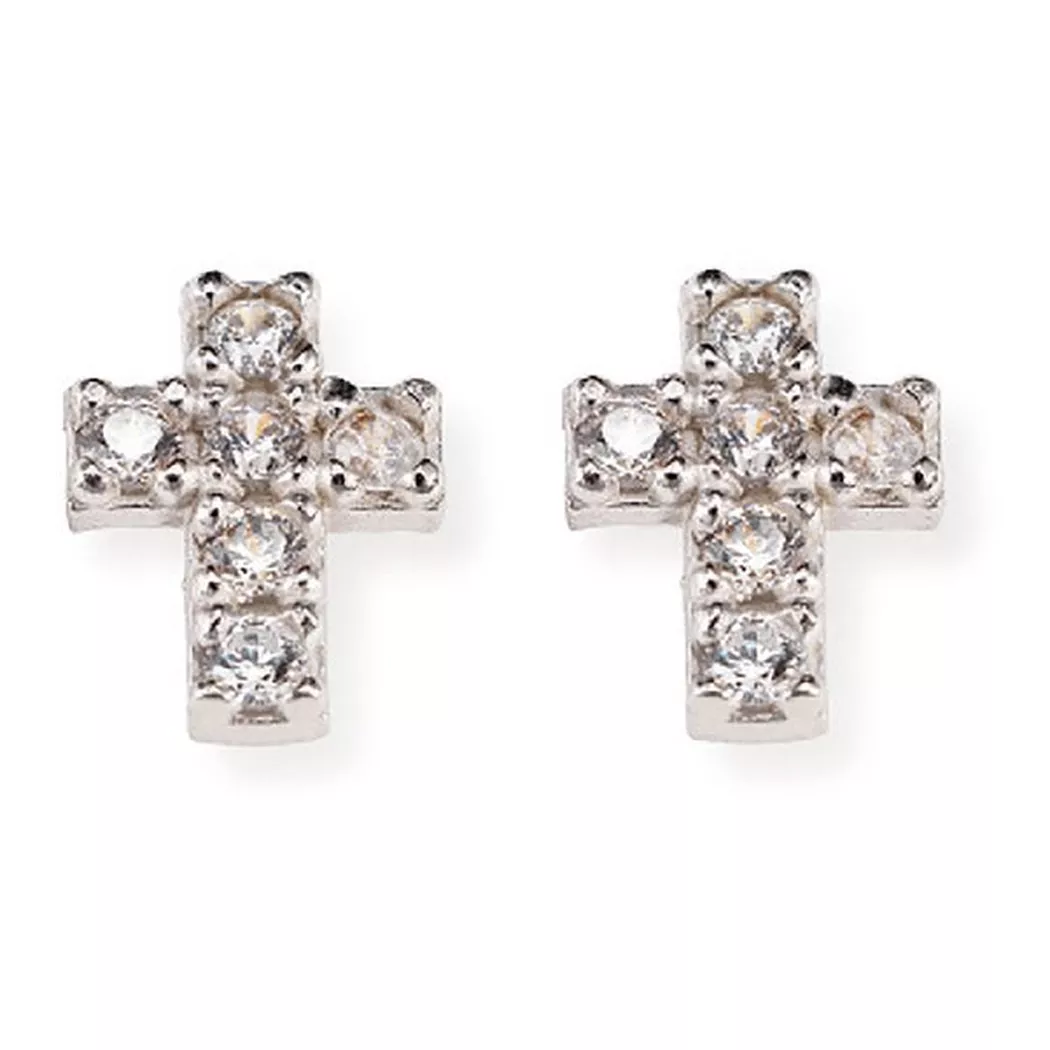 Amen - Ohrstecker, Cross, 10mm, Silber