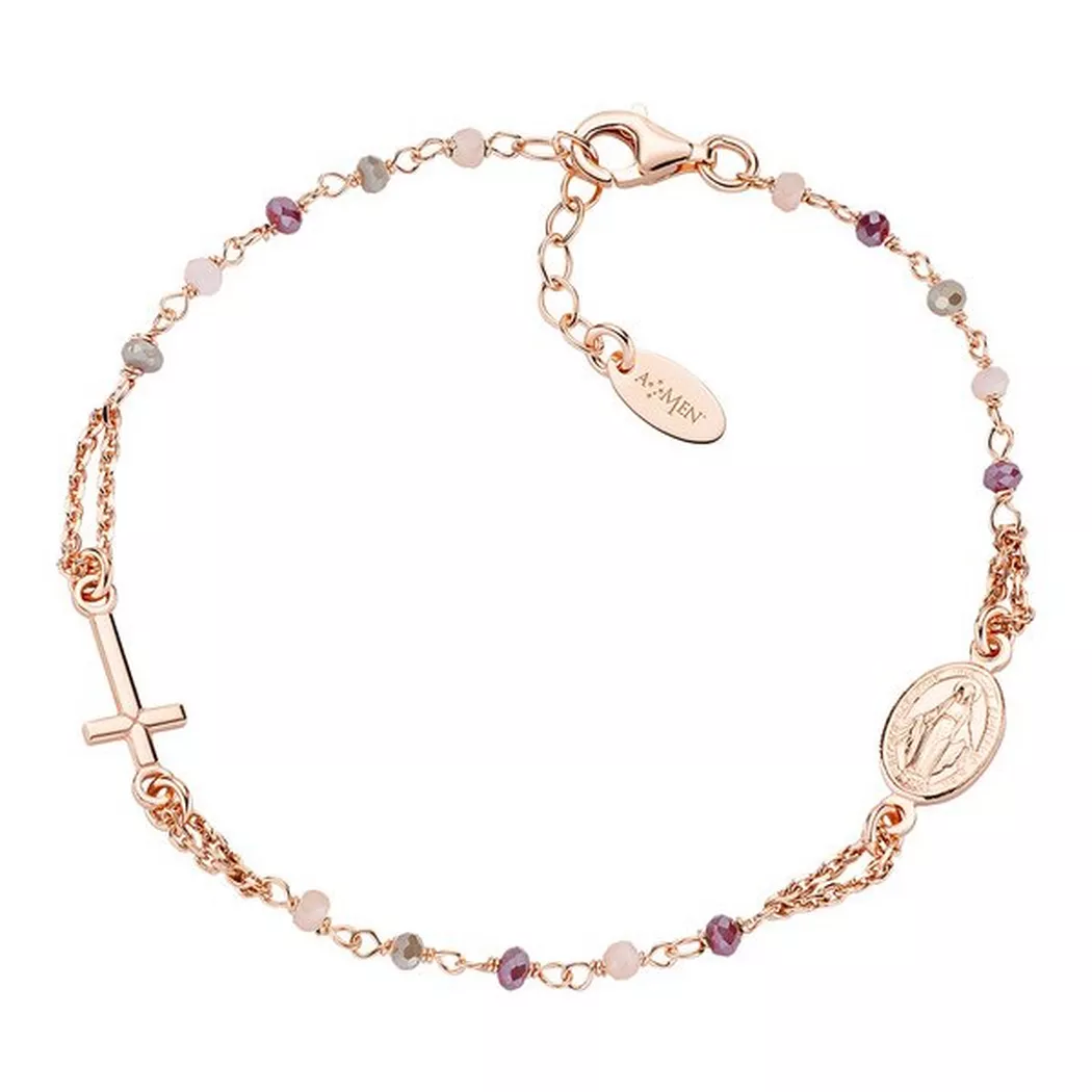 Amen - Armband, Rosary Crystals, 18+2CM, Roségold