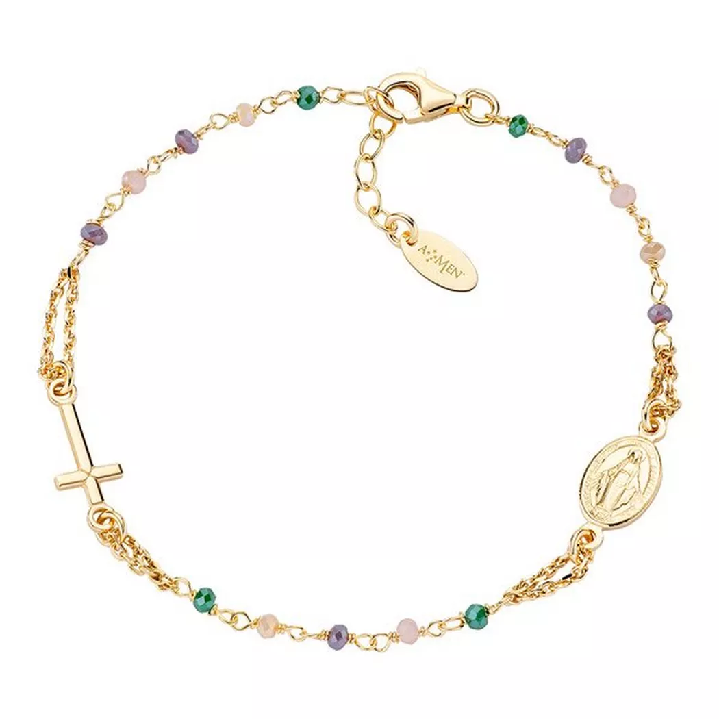 Amen - Armband, Rosary Crystals, 18+2CM, Gold