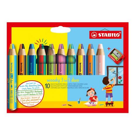 STABILO Wachsmalstifte Set Woody 3in1 