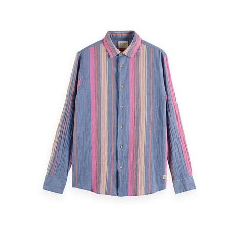 Scotch & Soda Regular fit crinkled voile in stripes and checks Hemd, langarm 
