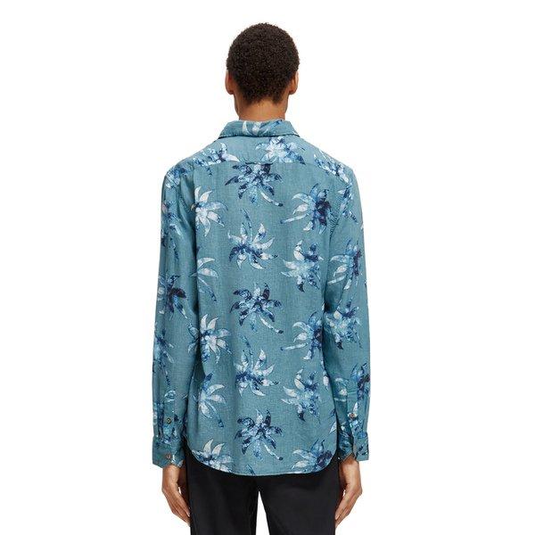 Scotch & Soda Printed linen-viscose blend shirt Chemise, manches longues 