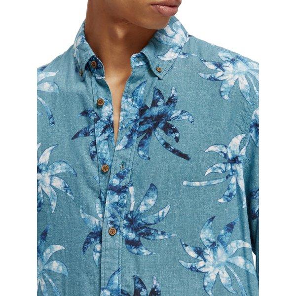 Scotch & Soda Printed linen-viscose blend shirt Chemise, manches longues 